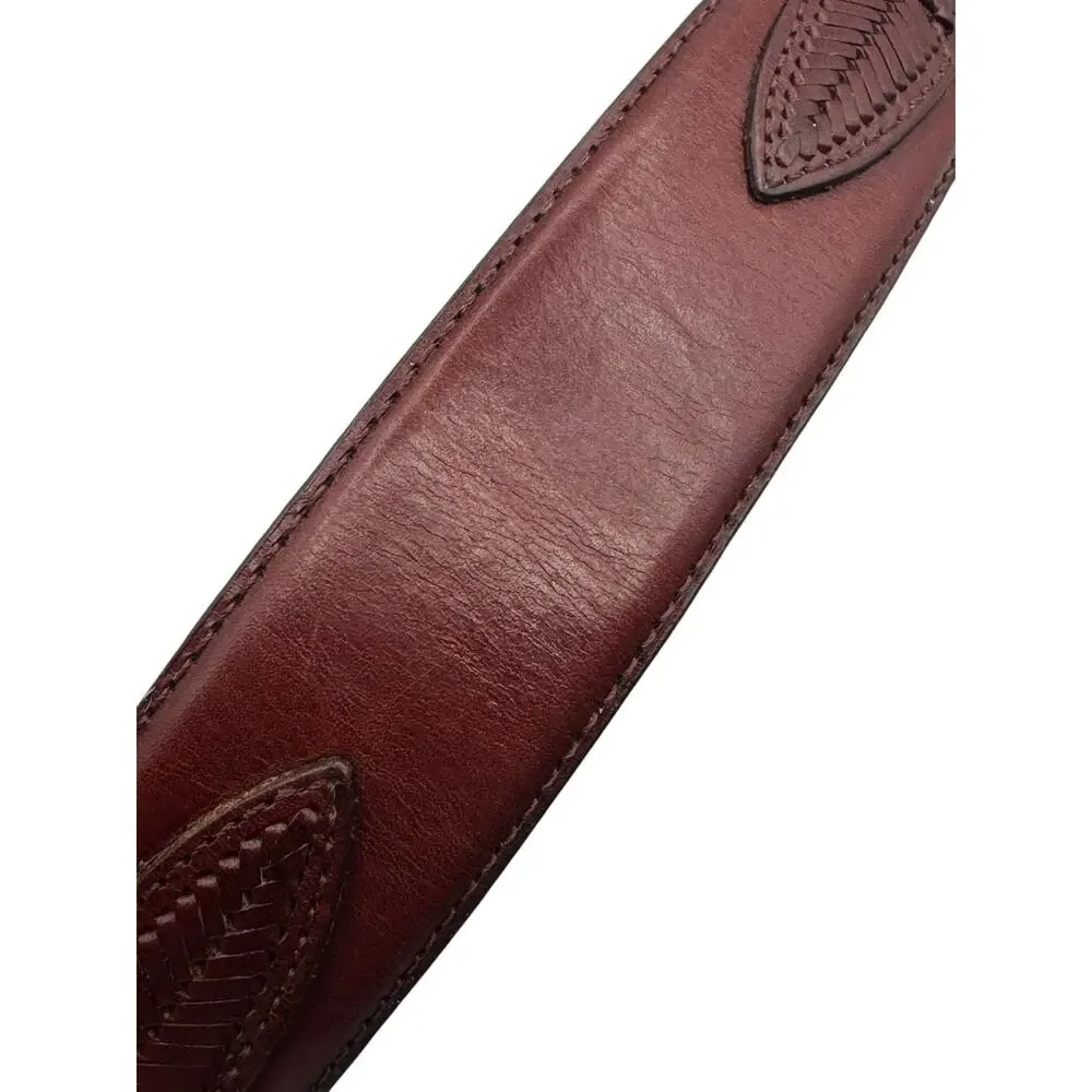 Orvis Mens Shotshell Belt Size 34 Brown Leather Brass Buckle Concho Braided Hunt